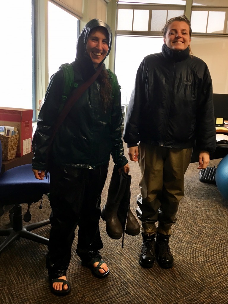 Karissa, our Monitoring Coordinator, and Catie, our Communications & Outreach Intern, just returned from checking on a sediment monitor out in the field. Good thing we have hip waders on hand!