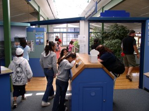 A student looks into the 3-D image display.