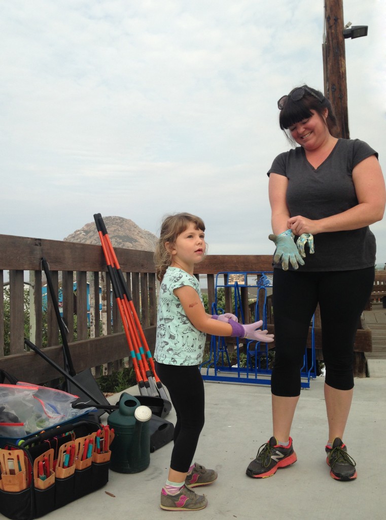 Megan and her daughter came to volunteer with Morro Bay in Bloom for the second time. Megan says she picked Morro Bay in Bloom because it’s a kid-friendly volunteer opportunity that gets them outside.