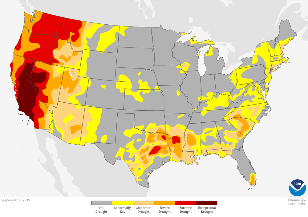 Drought map of California