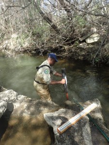 NOAA/CCC Veteran Corps member pounds in a new T-post.