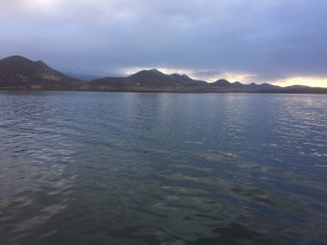 A staff member captured first light playing on small ripples in the bay during a dawn patrol paddle.