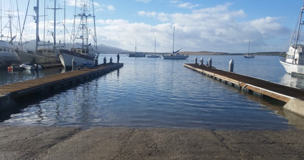 The boat ramp was also inundated by the high water.