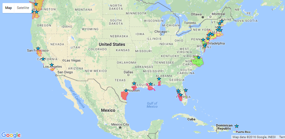 The map above shows the locations of the 28 National Estuary Programs. Click it to access an interactive version.