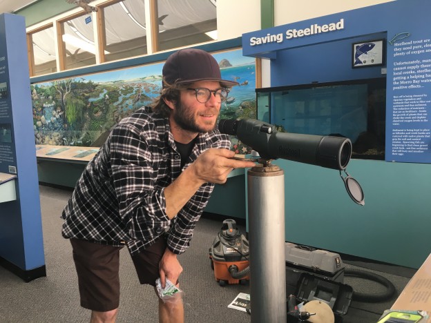 Here is Dennis testing out the new scope by zooming in on some harbor seals near the sandspit.