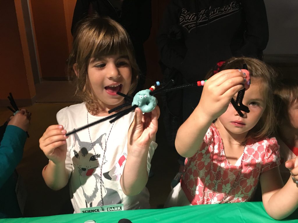 Kids learned about the bugs that live in our local creeks and then made their own at the Estuary Program’s booth at this year’s Science After Dark event for kids. 