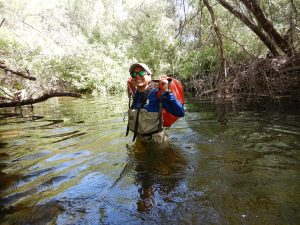 Evelyn Barajas-Perez during a redd survey