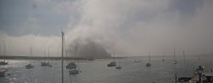 Even when Morro Rock is shrouded in fog, the sea lion dock is usually visible.