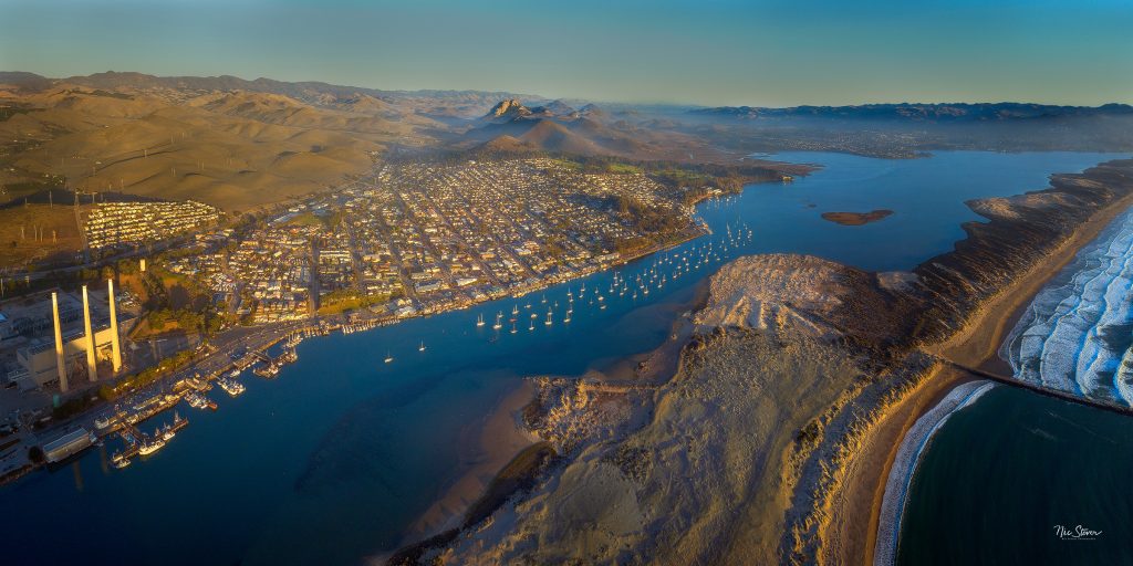 Drone photograph of the Morro Bay estuary. Courtesy of Nic Stover, StoverPhoto. 