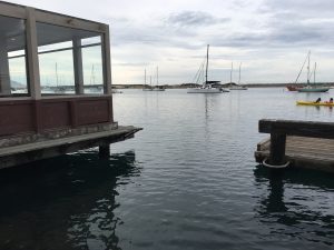 The King Tide rose to the top of the pilings beneath Rose's restaurant on Morro Bay's Embarcadero.