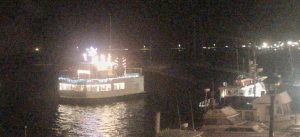 A lighted boat makes its way south during Morro Bays 2018 Lighted Boat Parade.