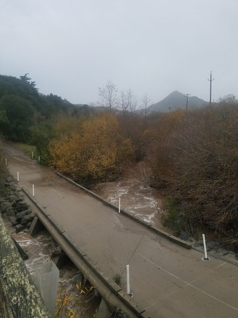 Chorro Creek reached 11.65ft at Canet Road – 0.45ft from crossing the bridge. 