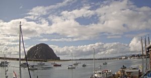 Morro Rock defined, widespread clouds