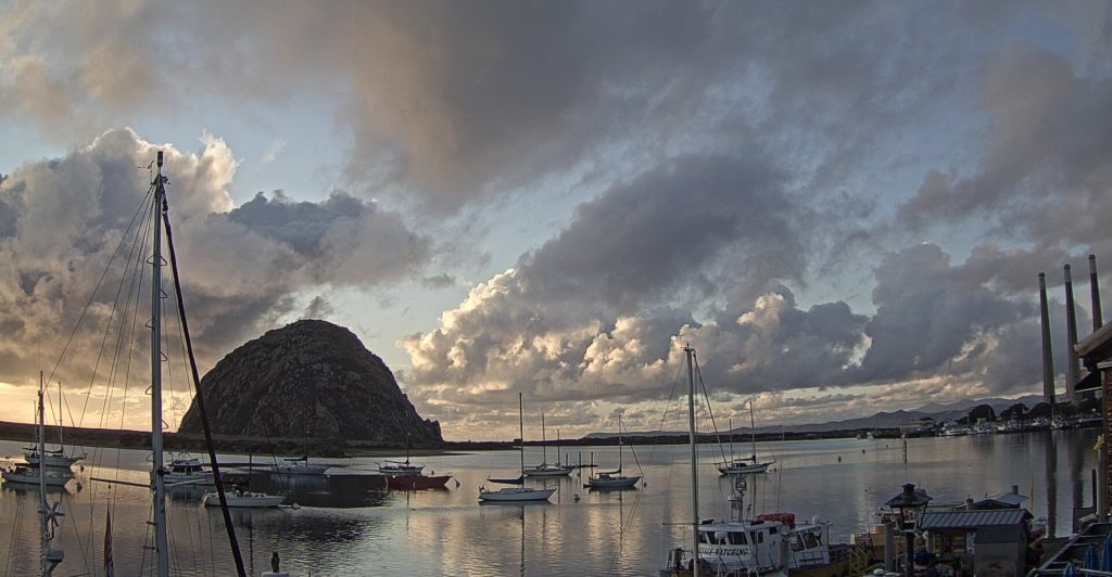 Morro Rock defined widespread clouds with glow