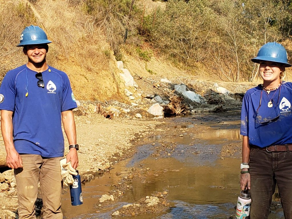 Ryan and Natt on site with the California Conservation Corps at a restoration project on Santa Rosa Creek. 