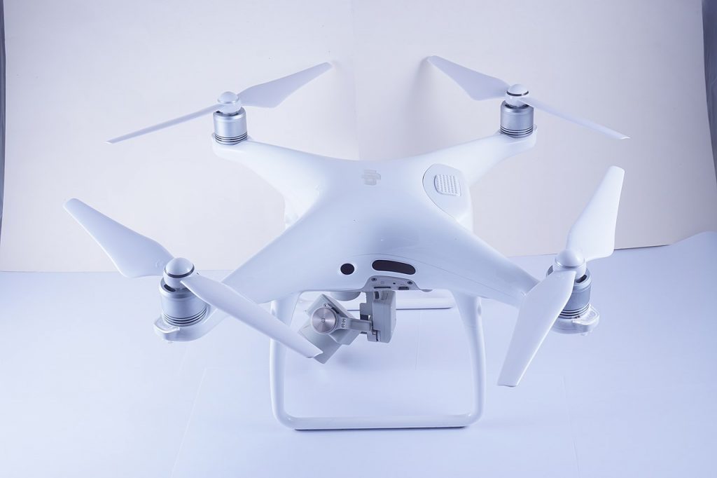 This is a DJI Phantom 4 Pro drone, much like the one used by Cal Poly to map eelgrass in the estuary. Photo courtesy of Alexandre Bourgeois via Wikimedia Commons.