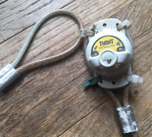 One of the Estuary Program’s HOBO TidbiT MX 220X water temperature loggers. These small sensors can be secured in a creek and programmed to collect temperature readings every thirty minutes.