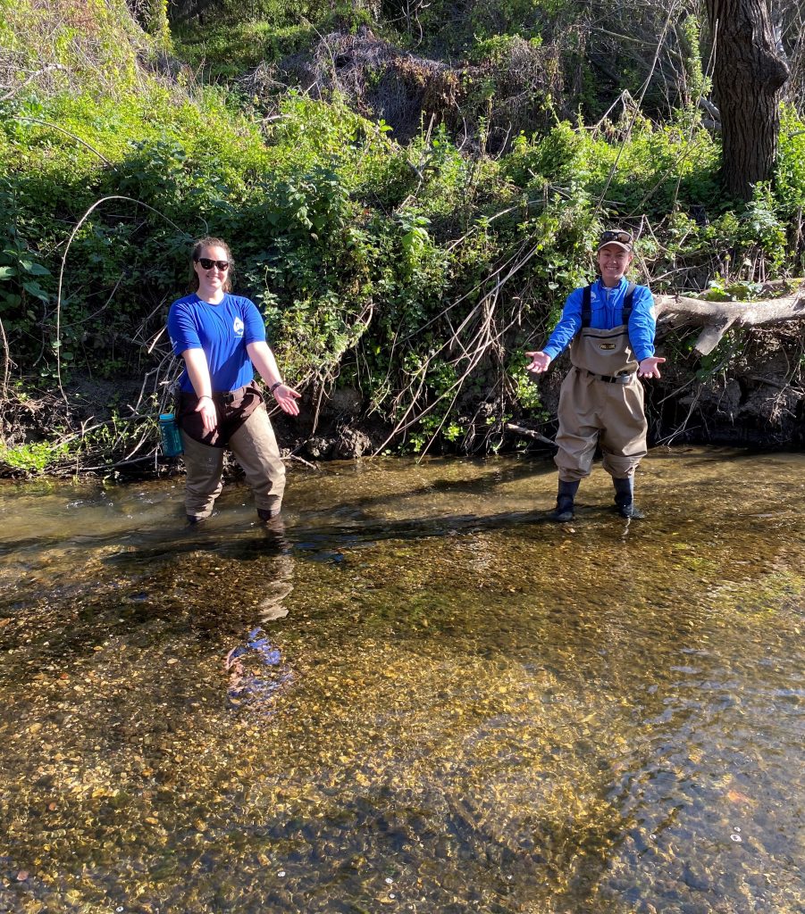 Hannah and Raine find a steelhead trout redd/nest in a local creek.