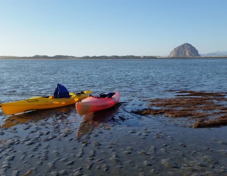 morro rock with kayaks